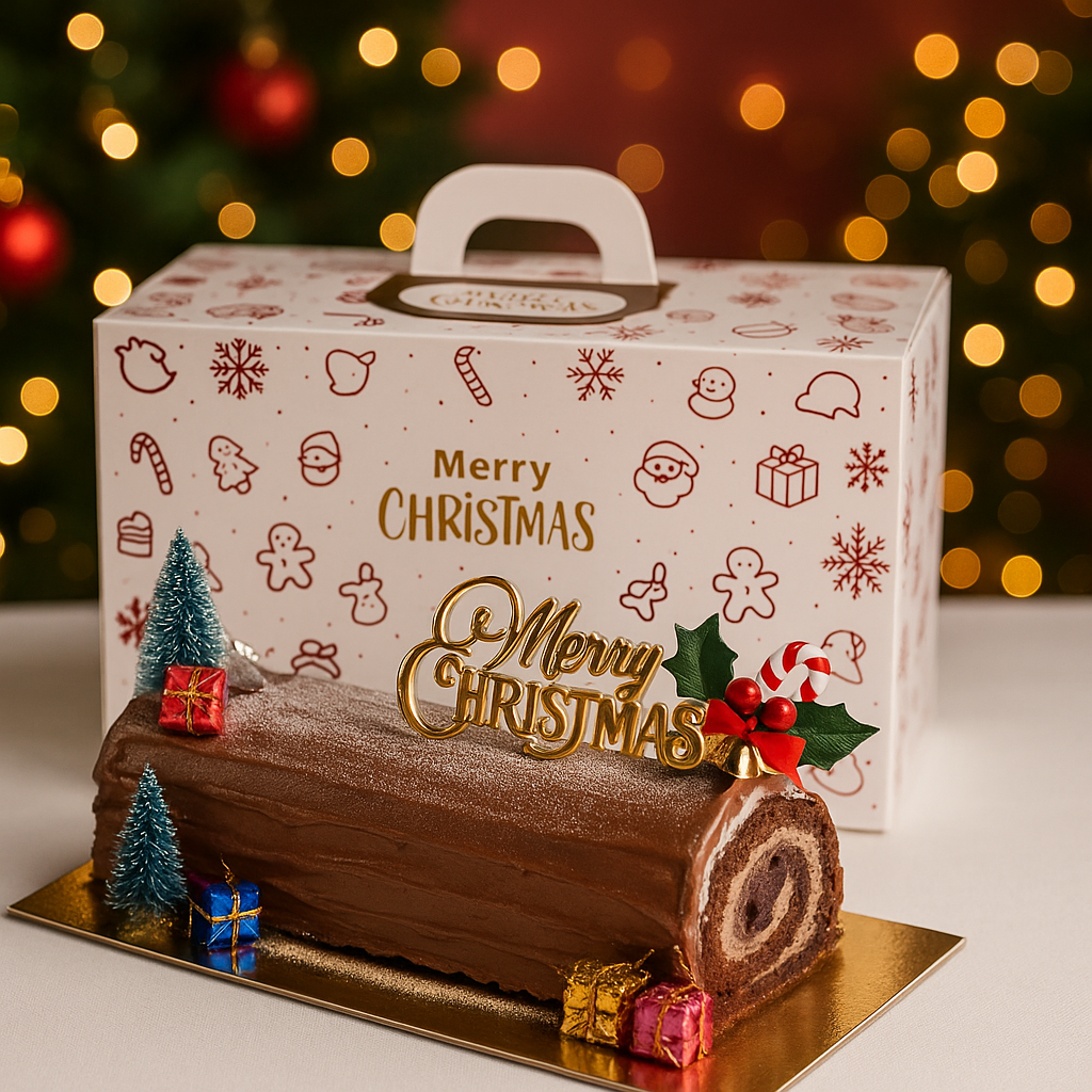 Christmas Black Forest Log Cake (1kg)