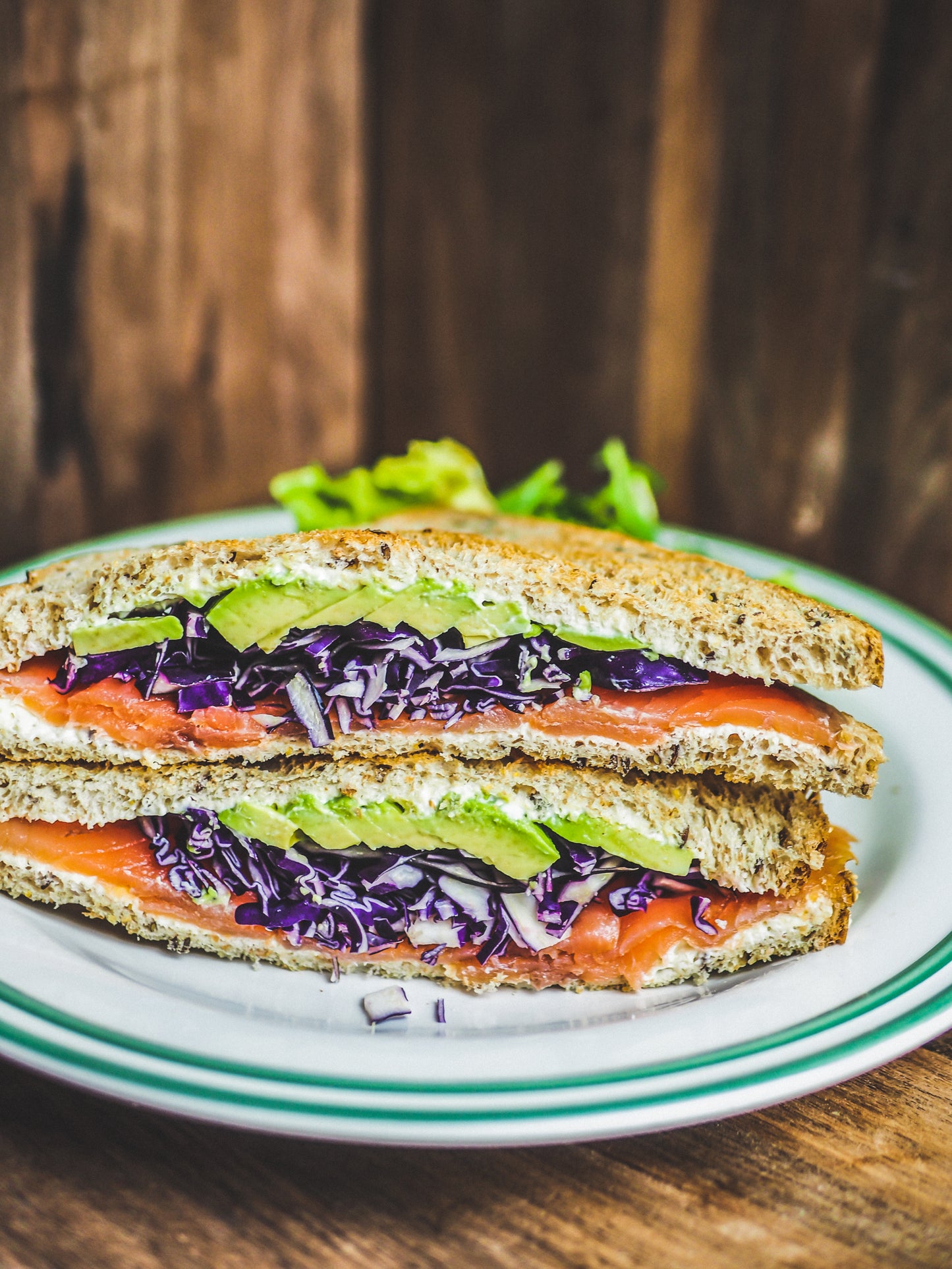 Smoked Salmon , Avocado and Cream cheese sandwich